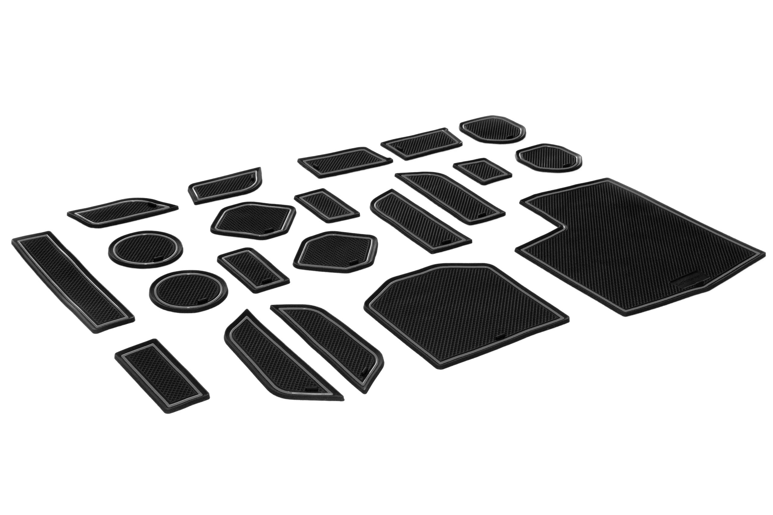 CupHolderHerofits Jeep Gladiator Accessories 2020-2023 Premium Custom Interior Non-Slip Anti Dust Cup Holder Inserts, Center Console Liner Mats, Door Pocket Liners 21pc Set (Gray Trim)