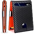 Define Essentials Carbon Fiber Minimalist Slim Bifold Wallet for Men - RFID Blocking, Money Clip, Genuine Leather - Stylish, Secure, and Functional