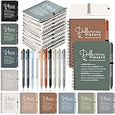 Resurhang 10 Sets Difference Maker Employee Appreciation Gifts Bulk Inspirational A6 Spiral Notebooks Journal with Ballpoint Pens for Social Worker Coworker Staff Team Office Gifts (Neutral Colors)