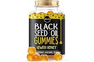 MAJU SUPERFOODS MAJU's Black Seed Oil Gummies with Honey 90ct, 500mg BSO Gummy, Black Cumin Seed Nigella Sativa Oil, Cold-Pressed, Potent Formula, 90ct