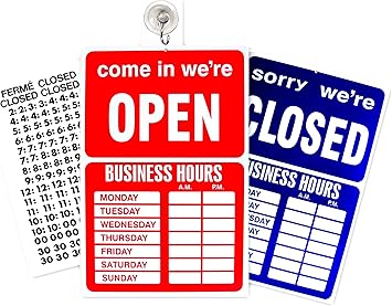 Amazon Com Open Closed Sign Business Hours Notice Storefront For