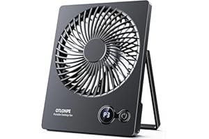 Otlonpe Desk Fan Battery Operated, 4000mAh Portable Fan Rechargeable Personal Fan Small Table Fan with 180° Tilt & Power Bank, 3 Speeds Cooling Electric Desktop Fan for Travel Office Home Outdoor