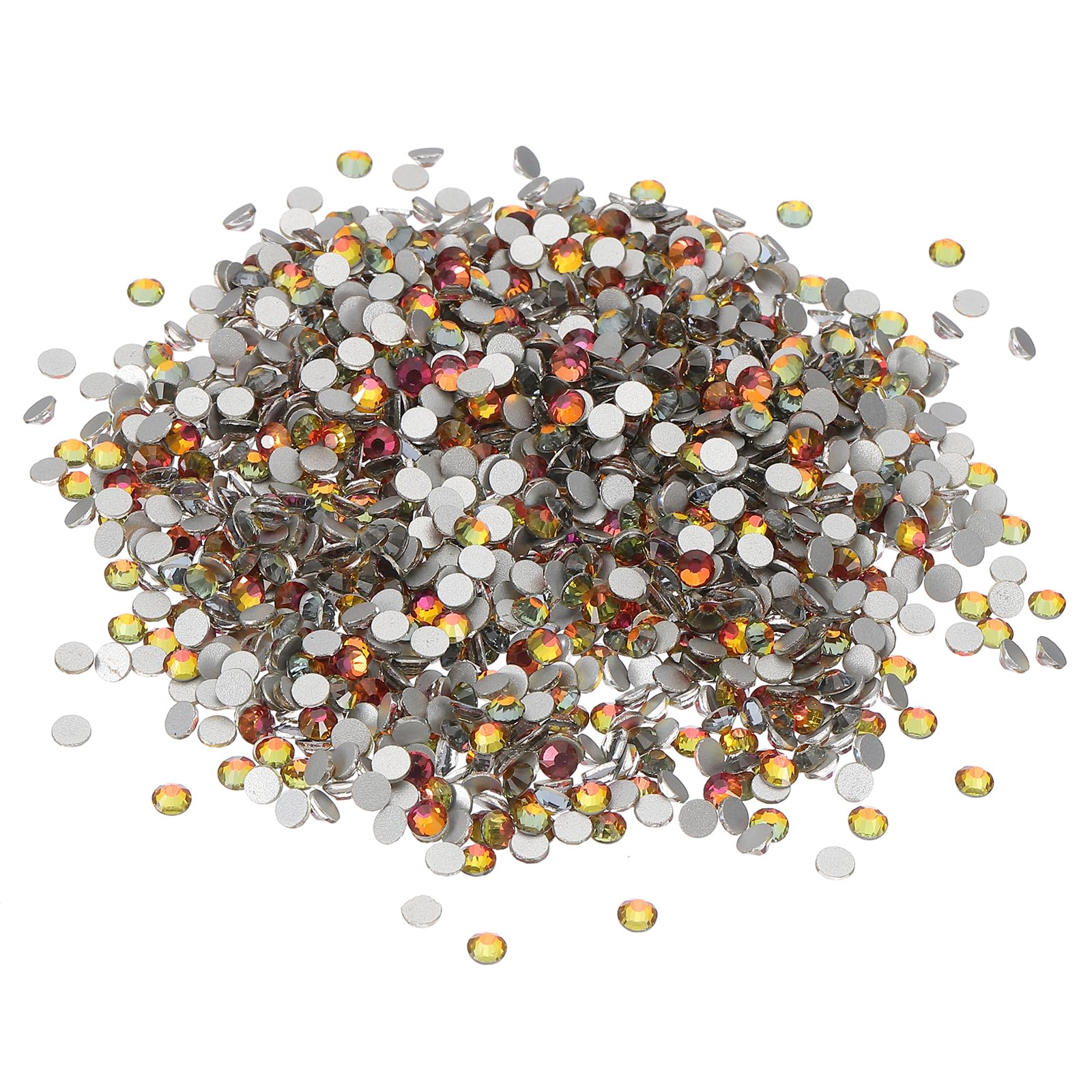 PATIKIL SS16/1440Pcs Glass Diamante Rhinestone, Crystal Glass Flat Back Rhinestones Round Crystal Man Made Gems Diamond Decor for Nail Art Craft Clothes DIY Makeup, Red Yellow Gradient — image 1