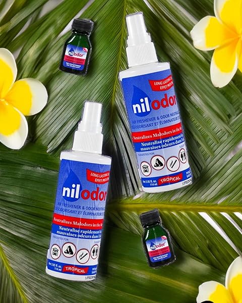 NILODOR – AIR FRESHENER AND ODOR NEUTRALIZER – ELIMINATES ODORS FROM PETS, SMOKE, GARBAGE, KITCHEN AND SPORTWEAR (TROPICAL, SPRAY)