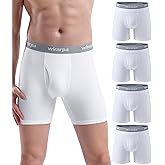 wirarpa Men's Boxer Briefs Cotton Stretch Underwear Open Fly Tagless Underpants Regular Leg 4 PackPack