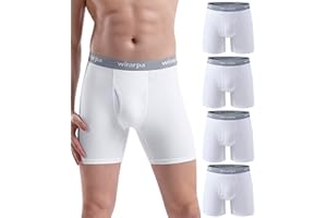 wirarpa Men's Boxer Briefs Cotton Stretch Underwear Open Fly Tagless Underpants Regular Leg 4 PackPack