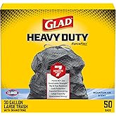 Glad ForceFlex Heavy Duty Trash Bags, Rip and Tear Resistant, Mountain Air Scented Black X-Large Garbage Bags, Odor Control, Febreze Freshness, 30 Gallon Trash Bags, 50 Count
