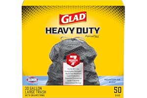 Glad ForceFlex Heavy Duty Trash Bags With Clorox, Mountain Air, 30 Gal, 50 Ct (Package May Vary)
