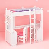 Teamson Kids Loft-Style Bunk Bed Set for 18" Dolls with Chair & Bedding view 3