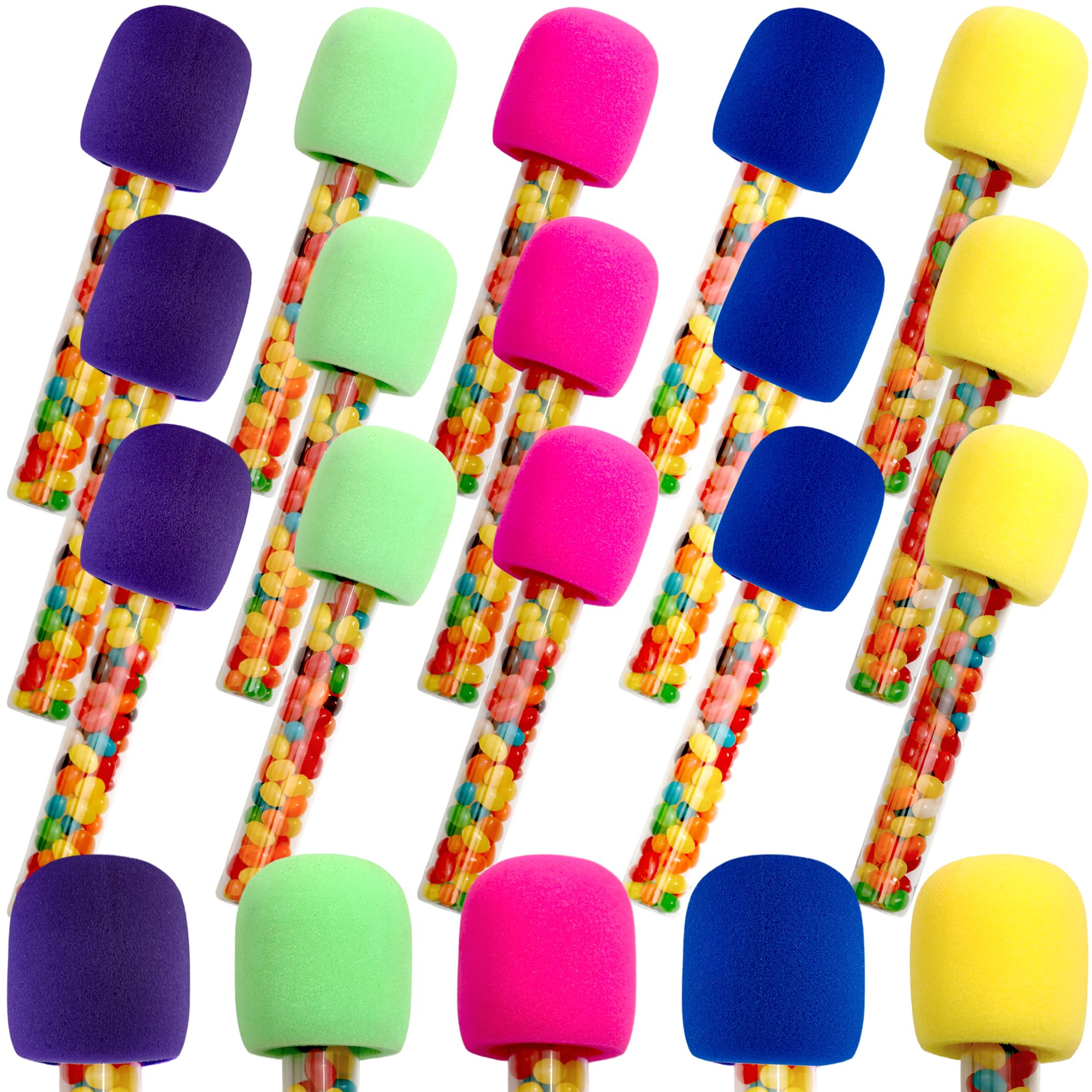 Photo 1 of 60 Pcs Microphone Candy Tubes Plastic Toy Microphone Colorful Fake Prop Rock Star Toy Disco Singer Stage Costume Prop Birthday Party Favors