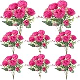 Ovveroche 8 Pack Hot Pink Peonies Artificial Flowers | Fake Silk Hydrangea Bouquet for Bridal Wedding Home Table Decor Reusable Dining Opening Ceremony Birthday Arrangement