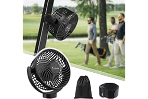 MAGOLFIN Magnetic Golf Cart Fan Rechargeable, 12000mAH Battery Operated Portable Fan with 3 Speeds, LED Lantern, Magnetic Base, Compatible with EZGO Club Car Yamaha, Golf Cart & Cruise Ship Accessories