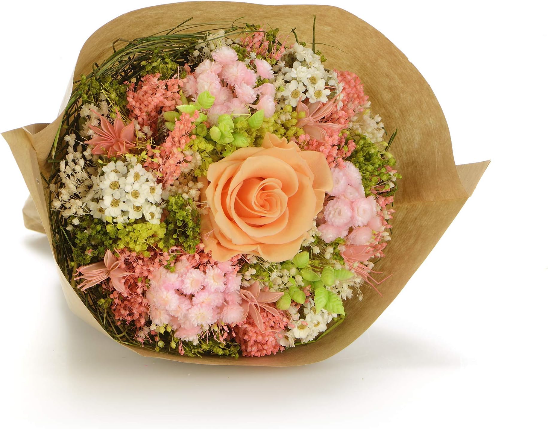 Bouquet-Garden- Sanremo Dried Flowers from The Riviera dei Fiori with a Preserved Rose (Peach)