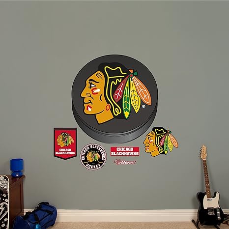 Fathead Chicago Blackhawks Puck Logo Nhl Real Big Wall Decal