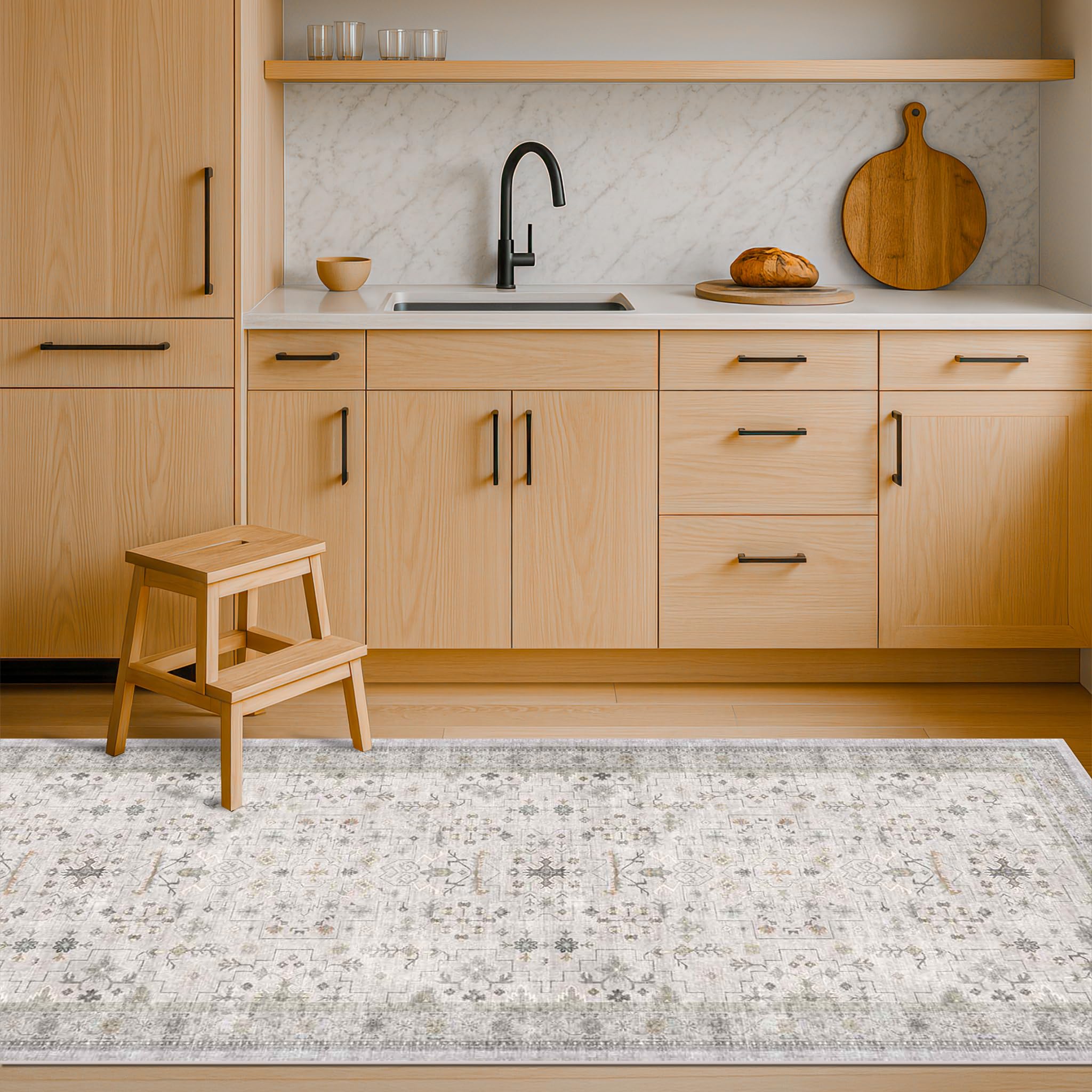 Light Gray Washable 2x8 Hallway Runners, Kitchen