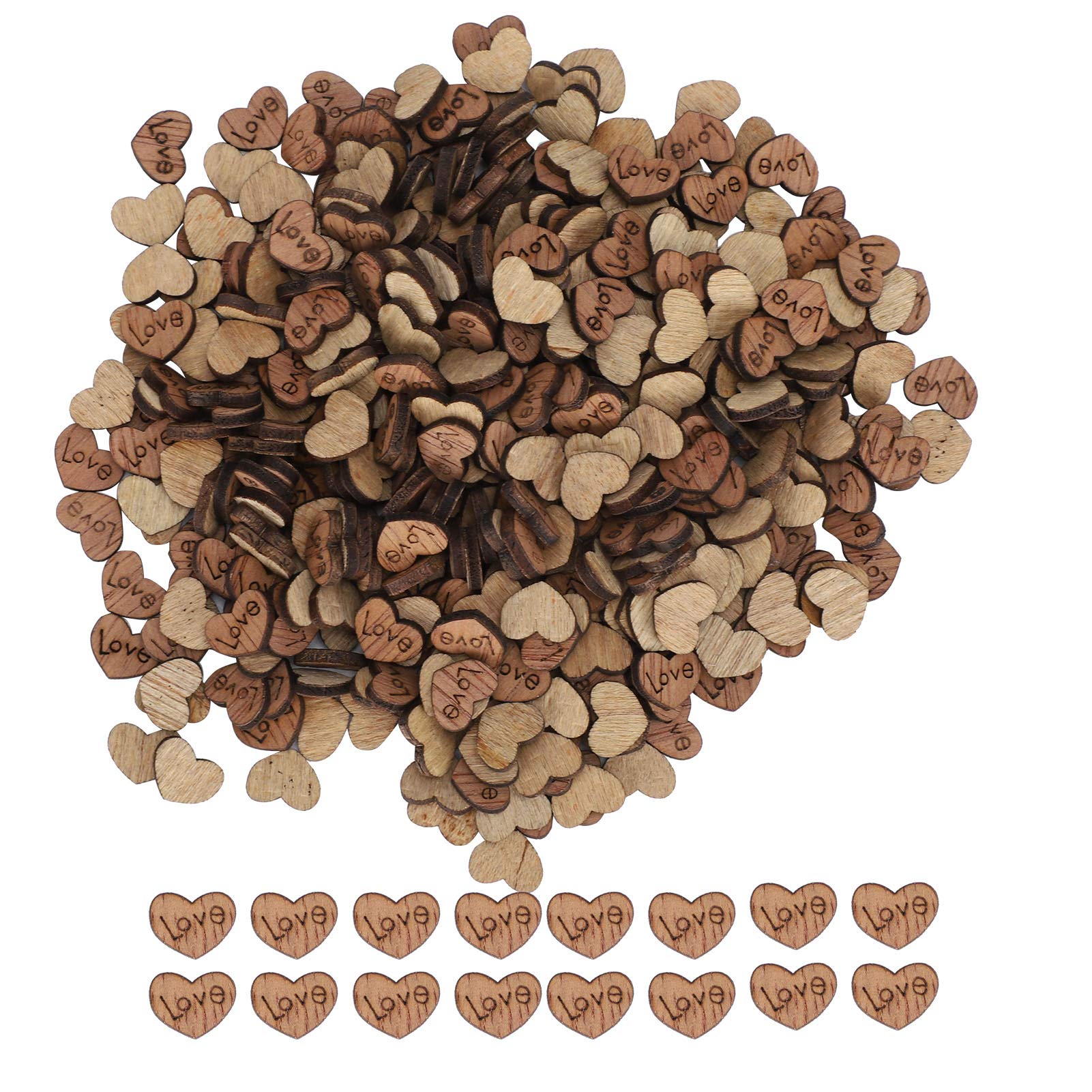 300Pcs Wooden Heart Confetti,Rustic Wooden Love Heart Wedding Table Scatter Decoration for Crafts Valentine's Day Engagement Baby Shower Party
