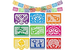 DomeStar Mexican Party Decoration, 18 Feet Plastic Papel Picado Fiesta Banner Cinco de Mayo Garland for Mexican Birthday Party Supplies