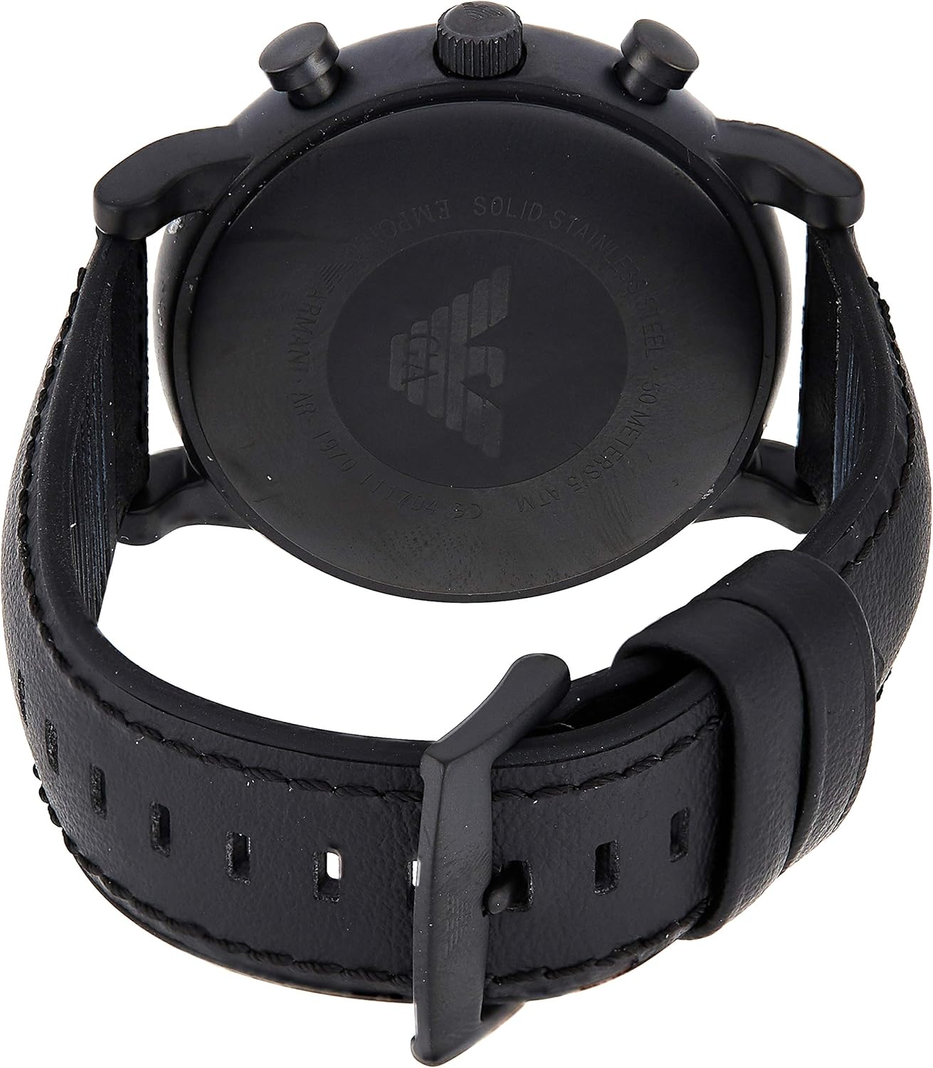 Emporio Armani Ar1970 Chronograph Black Dial Black Leather Strap Jamtangan Com