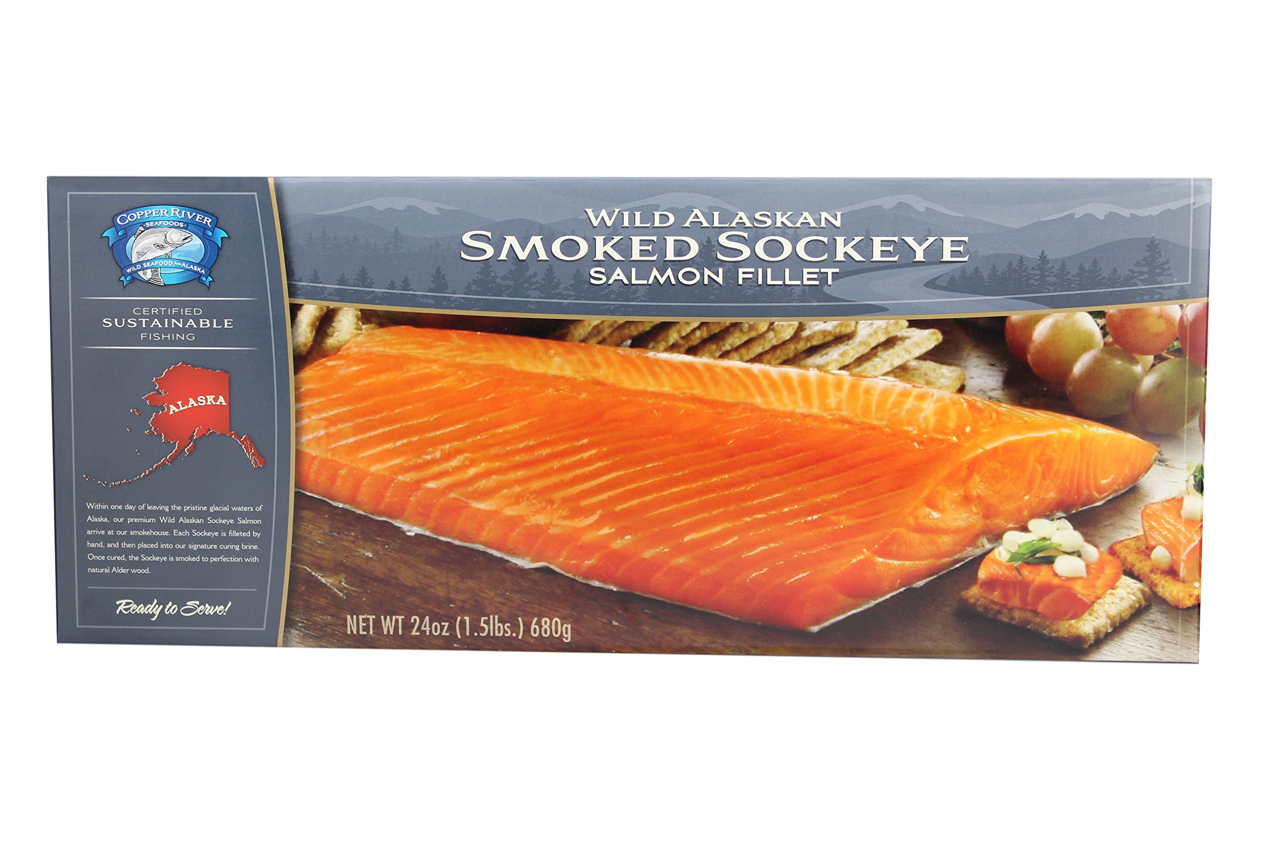 416 oz.Smoked Wild Alaska Sockeye Salmon (4lbs total) Rae Of