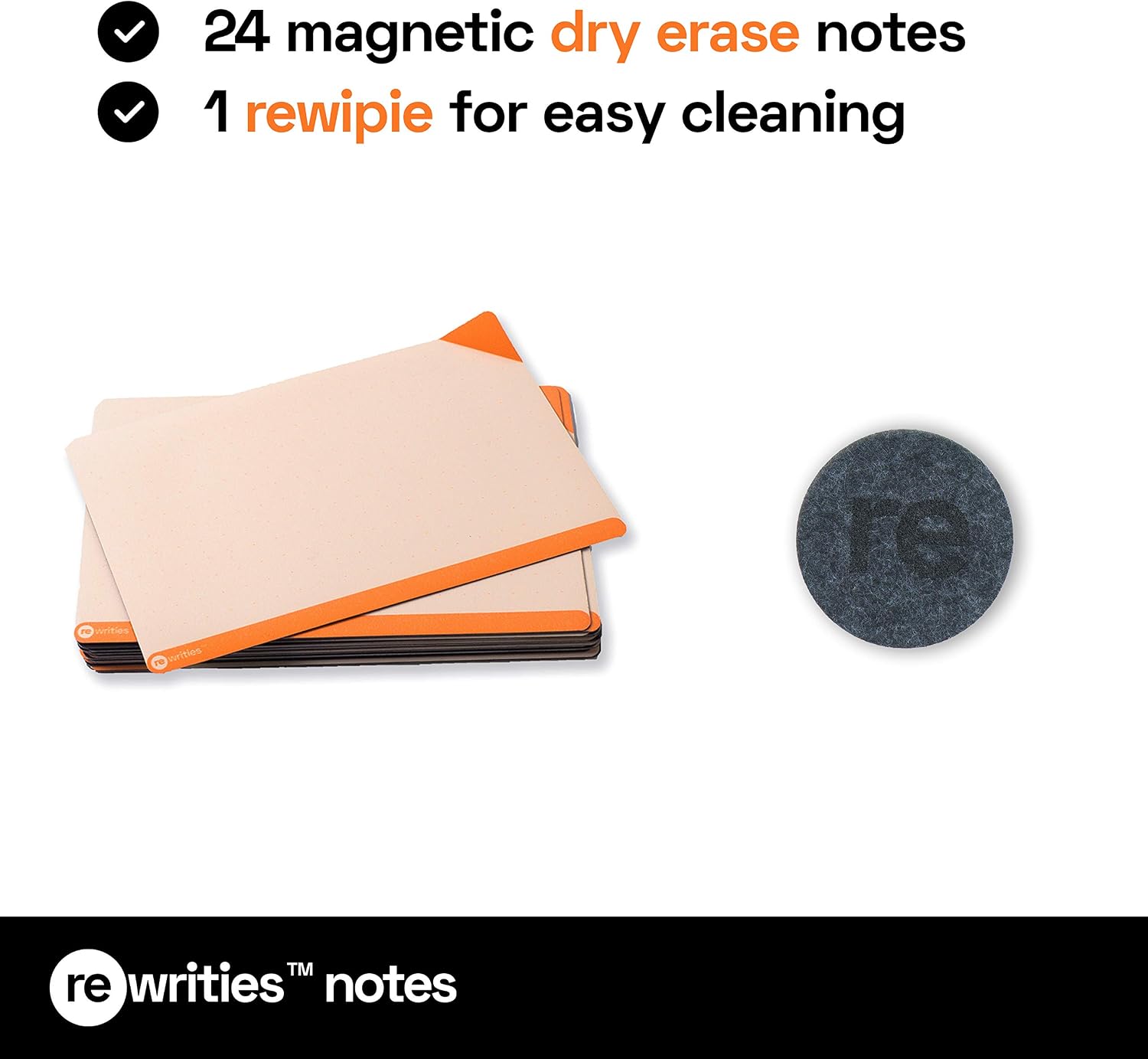 Rewrities Notes - 24 Dry Erase Magnetic Cards 10 x 15 cm - Reusable Notes for Tasks Planning, Projects, Organization (Orange) - Image 3