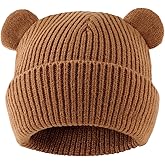 MniJiza Bear Baby Beanie Knitted Baby Winter Hat Infant Toddler Boys Girls Beanie with Cotton Lining