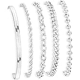 Gold Bracelets Set for Women Stack, Dainty Thick Bracelets Stack for Women Trendy, Simple Thin Gold Plated Cuff Stackable Bracelets With Beaded Cuban Paperclip Snake Rope Bangle Hand Chain Jewelry Gifts for Women Non Tainish