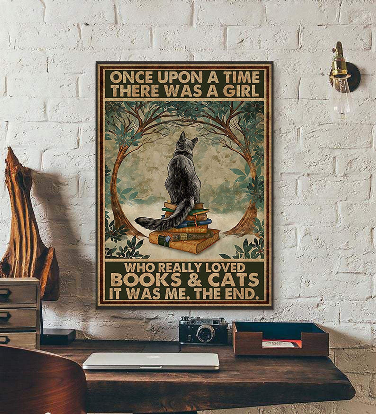 Eeypy Tin Signs For Man Cave Once Upon A Time There Was A Girl Who Really Loved Cats And Books Sign, Cat Sign, Wall Decoration, Signs For Home, Gift For Cat Owner Vintage 12×8 Inch