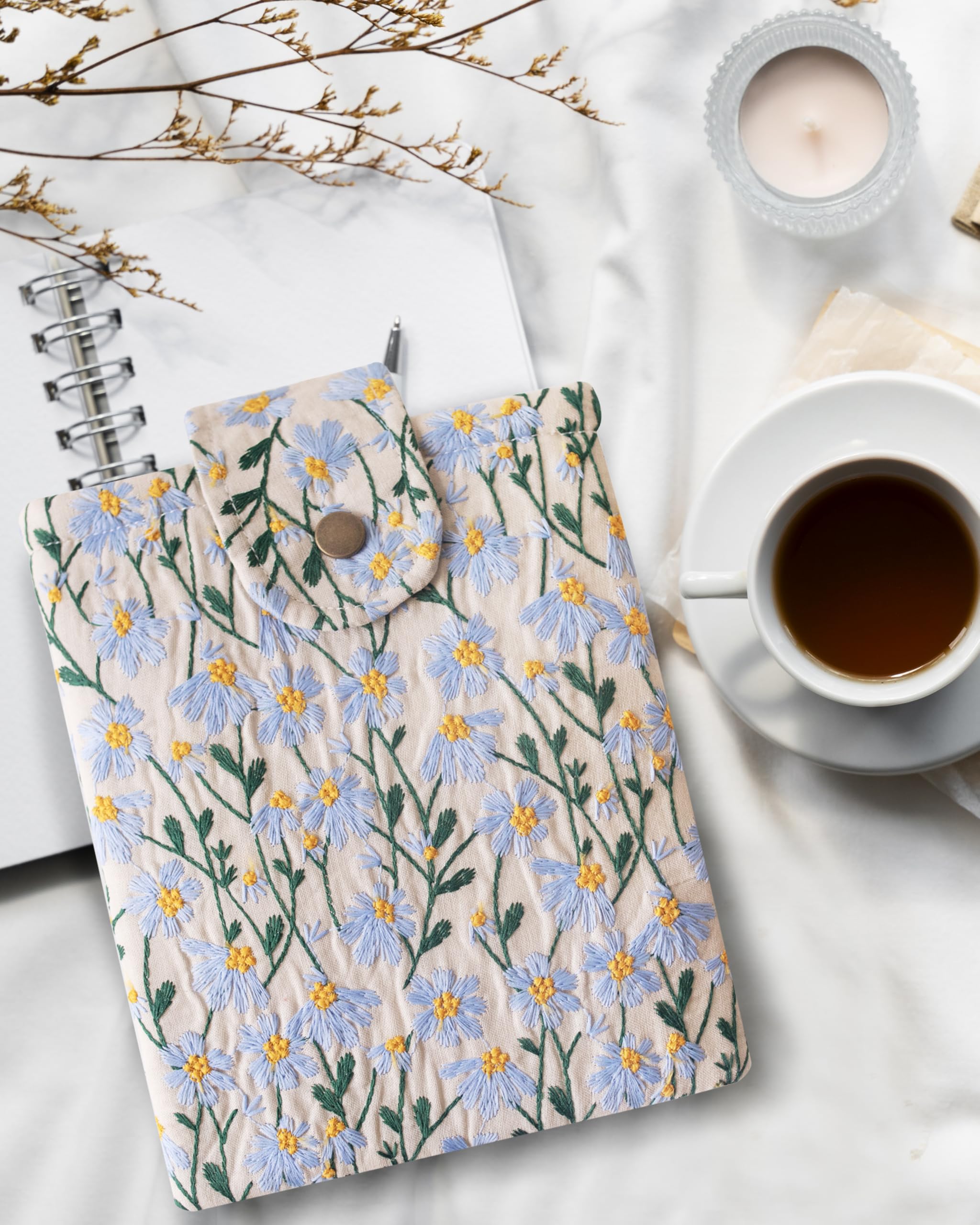 Embroidered Sleeve for Kindle Oasis, iPad mini A17, Kobo Libra Colour, Boox Go 7 - Padded Case for Small Tablets & E-Readers, Handcrafted - Multiple Colors