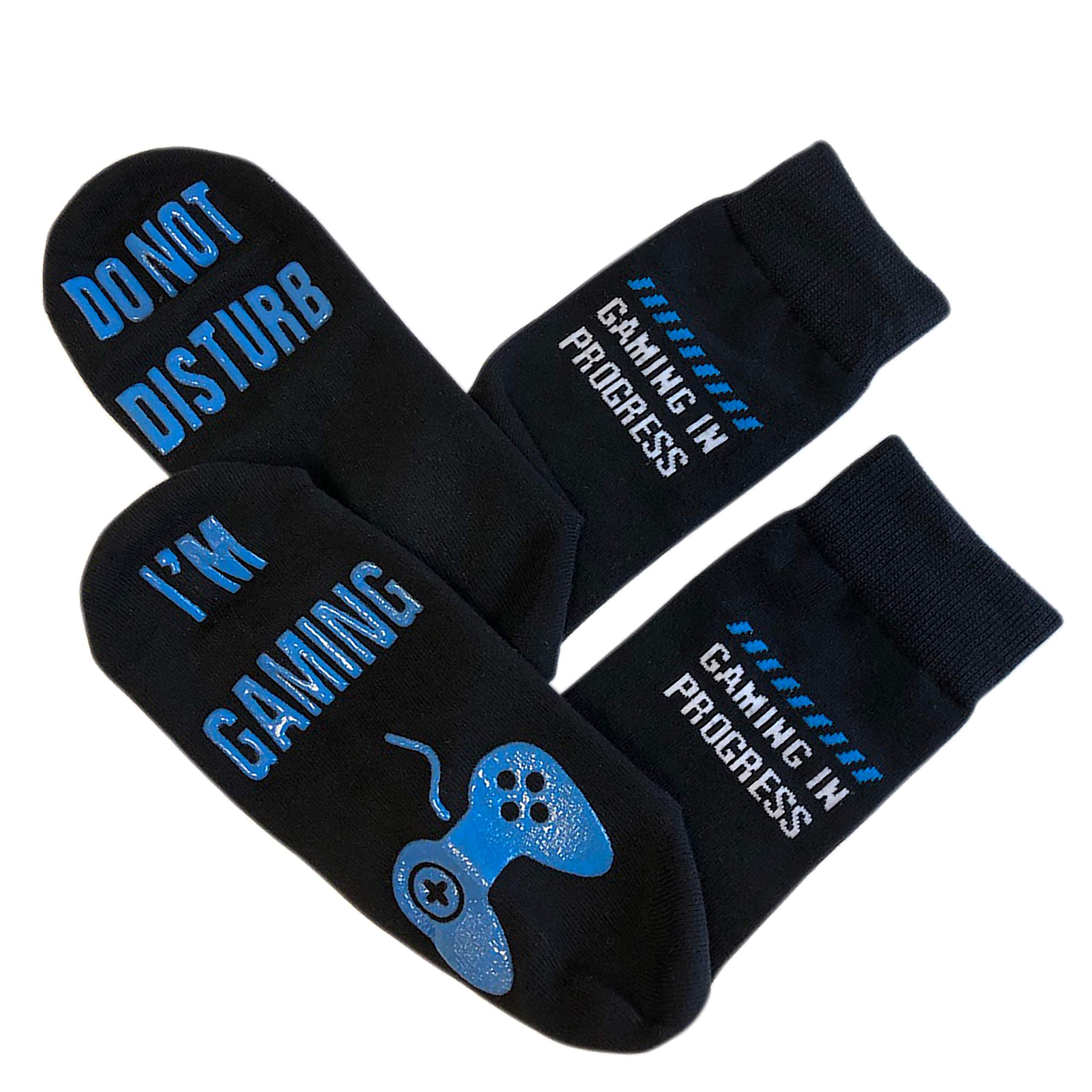 ''Do Not Disturb I'm Gaming" Funny Socks - Great Novelty Gift For Gamers Who Have Everything! (Full Length Lounge Socks)