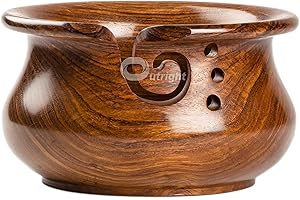 OUTRIGHT INTAJ Large Wooden Yarn Bowl Cute Rosewood Yarn Holder for Knitting and Crocheting, Crochet Gift for Knitting Lovers, Wooden Yarn Spinner for Crochet -Christmas Gift Ideas for Mother's Day, Her, Wife
