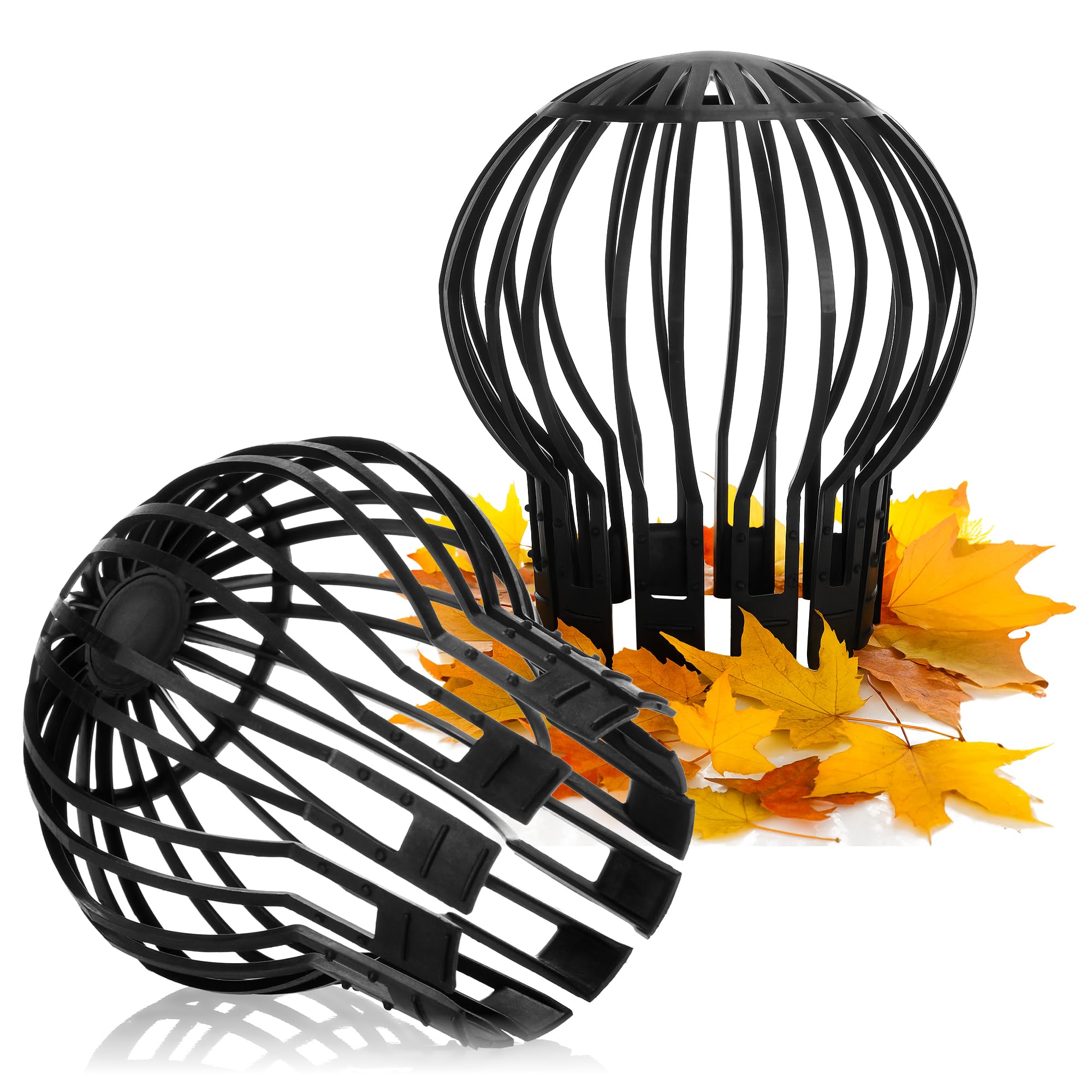 com-four® 2x gutter protection for downpipes - leaf protection for pipes from 5-11 cm Ø - leaf sieve against blockage (Set 5 - Downpipe protection 2x) — image 1