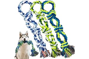 Rocfish [3 Pack] Dog Rope Toys for Aggressive Chewers, Nearly Indestructible Tug of War Toys for Large & Medium Dogs, 100% Cotton, Teeth Cleaning Chew Rope, Heavy Duty Tug of War Dog Toy for Boredom