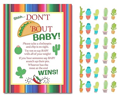 Don T Taco Bout A Baby Don T Say Baby Shower Game Mini Cactus Clothespins For 30 Players