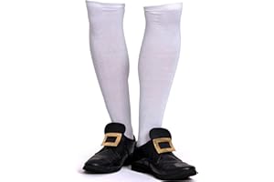 Skeleteen Colonial White Costume Socks - Knee High White Knit Colonial Costume Dress Socks for Adults and Children