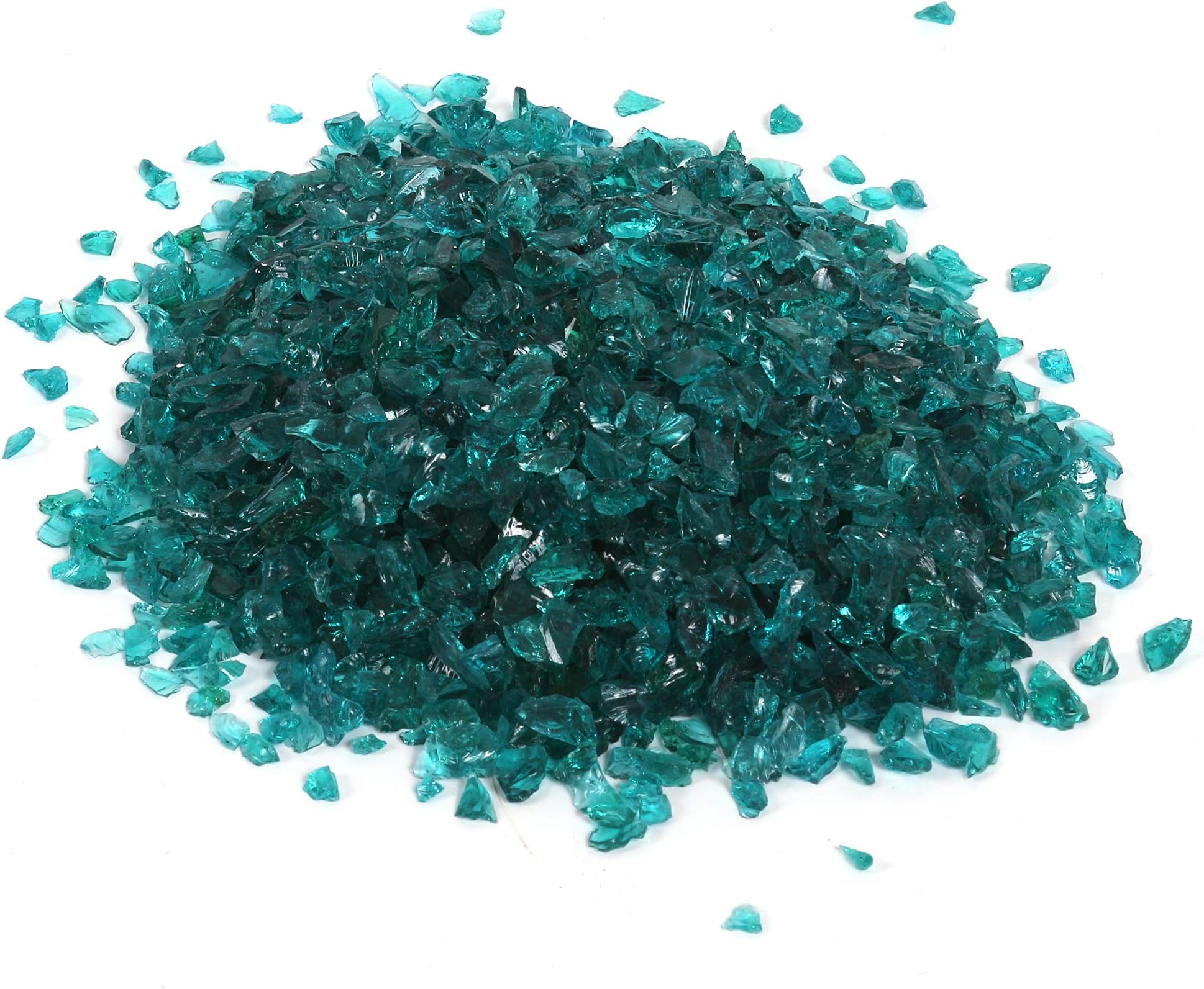Alan Stone Reflective Tempered High Luster Fire Glass, Fire Pit Glass Gravel,Fire Glass Rocks Pebbles,3-6mm,305g (Turquoise)