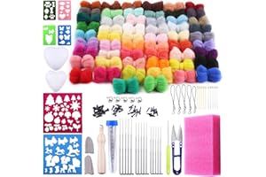 BUTUZE Needle Felting Kit(56 Colors), Complete Needle Felting Tools and Supplies with Special Wool Felt Mold, Foam Pad, Felt Needles, for DIY Craft Animal Christmas Children's Day Decoration