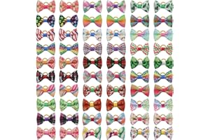 Auvoau 60Pcs Dog Bows with Rubber Band Pet Hair Bows Puppy Small Dog Girls Bowknot Cute Topknot Bows Grooming Accessories for Small and Medium Dogs Pet