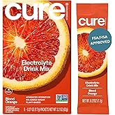 Cure Hydration | Plant-Based Electrolyte Drink Mix | No Added Sugar | FSA-HSA | Dehydration Relief Powder Made with Coconut Water | Non-GMO | Vegan | Box of 8 Packets - Blood Orange