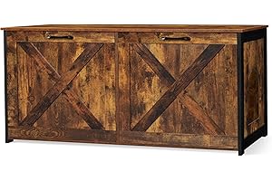 Dwanton 46" Litter Box Enclosure for 2 Cats, Large Cat Litter Box Furniture Hidden with Double Rooms, Wooden Cat Washroom Indoor, Fit Most of Litter Box, Rustic Brown, 46" L x 19.7" W x 21.7" H