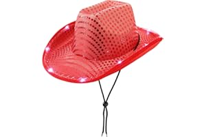 WOOH Cowboy Hat for Women,Party Cowgirl Hats Women,Colored Light Up Cowboy Hat for Halloween Costumes