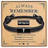 PEALICIOUS Birthday Gifts for Him, Birthday Bracelets as 10 11 18 21 Year Old Birthday Gift, Cross Bracelet as Stocking Stuffers for Teens, Confirmation Gifts for Son Grandson Nephew Boys Men