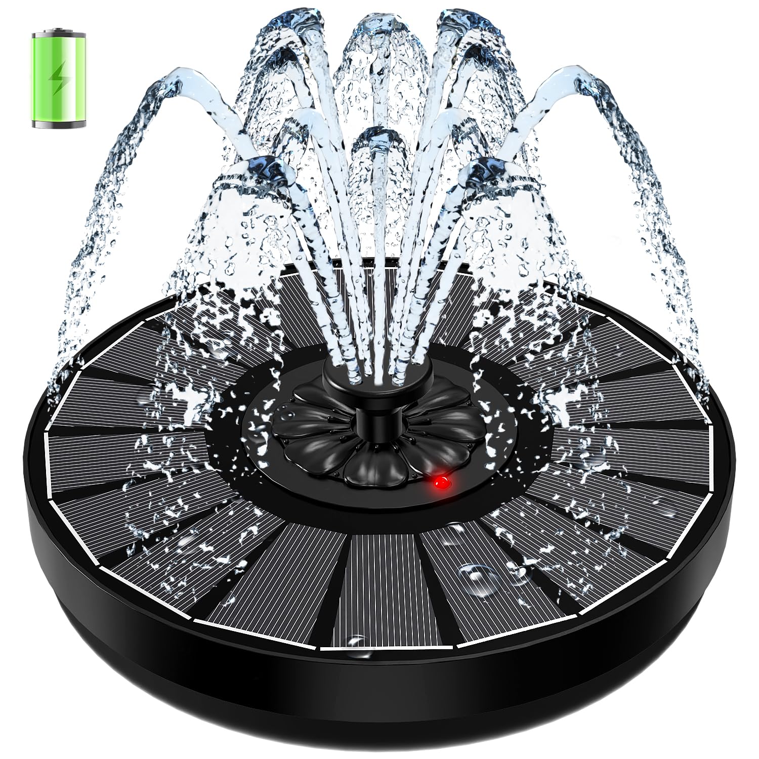 Photo 1 of SZMP Solar Fountain Work On Cloudy Day,Solar Water Bird Bath Fountain with Faster Conversion Glass Solar Panel and Power Indicator Light,Built-in 2000mAh Battery