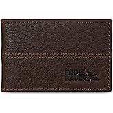 Eddie Bauer Men's Rugged Leather Bifold Wallet | Money Clip | RFID Protection | ID Window | Genuine Leather | EDC