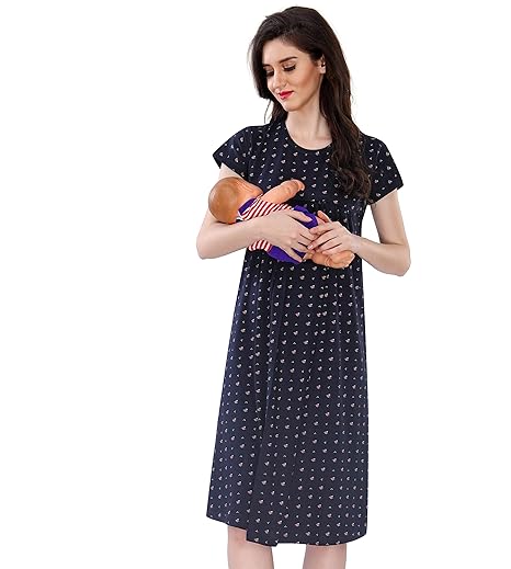 Women Printed Maternity Feeding Nighty