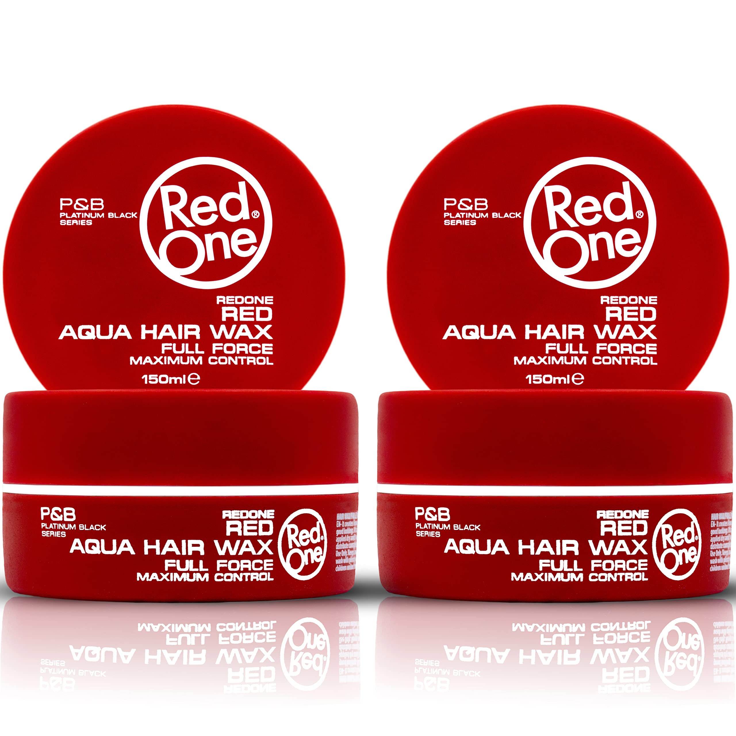 RedOne Hair Styling Wax Red 2x150 ml | Ultra Hold Gel Wax | Edge Control | Maximum Control | Strawberry Scent | Professional Barber Hair Wax for Men & Women | Long Lasting Shine