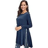 Afibi Tops for Women Long Sleeve Side Split Loose Tunic Tops for Leggings