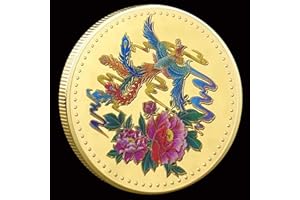 CYOUNG Phoenix Peony Blossom Golden Lucky Coin - Attract Prosperity and Fortune