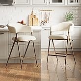 COLAMY Bar Stools Set of 2, Counter Height BarStools with Back, Modern Upholstered Island Stools with Metal Legs for Kitchen Counter, Dining Room, Beige