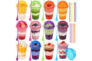 12 Pcs Slushie Cups, 16 oz Portable PP Freeze Mugm with Dome Lids and Straws, Reusable Clear Sluhie Maker Pinch Cups for Juic