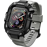 ULTIMAL Rugged Band with Case for Apple Watch 44mm, Military-Grade Shockproof Protective Strap for Men, All-in-One Outdoor Sport Watch Band Compatible with iWatch Series 6/5/4/SE3/SE2/SE (Grey)
